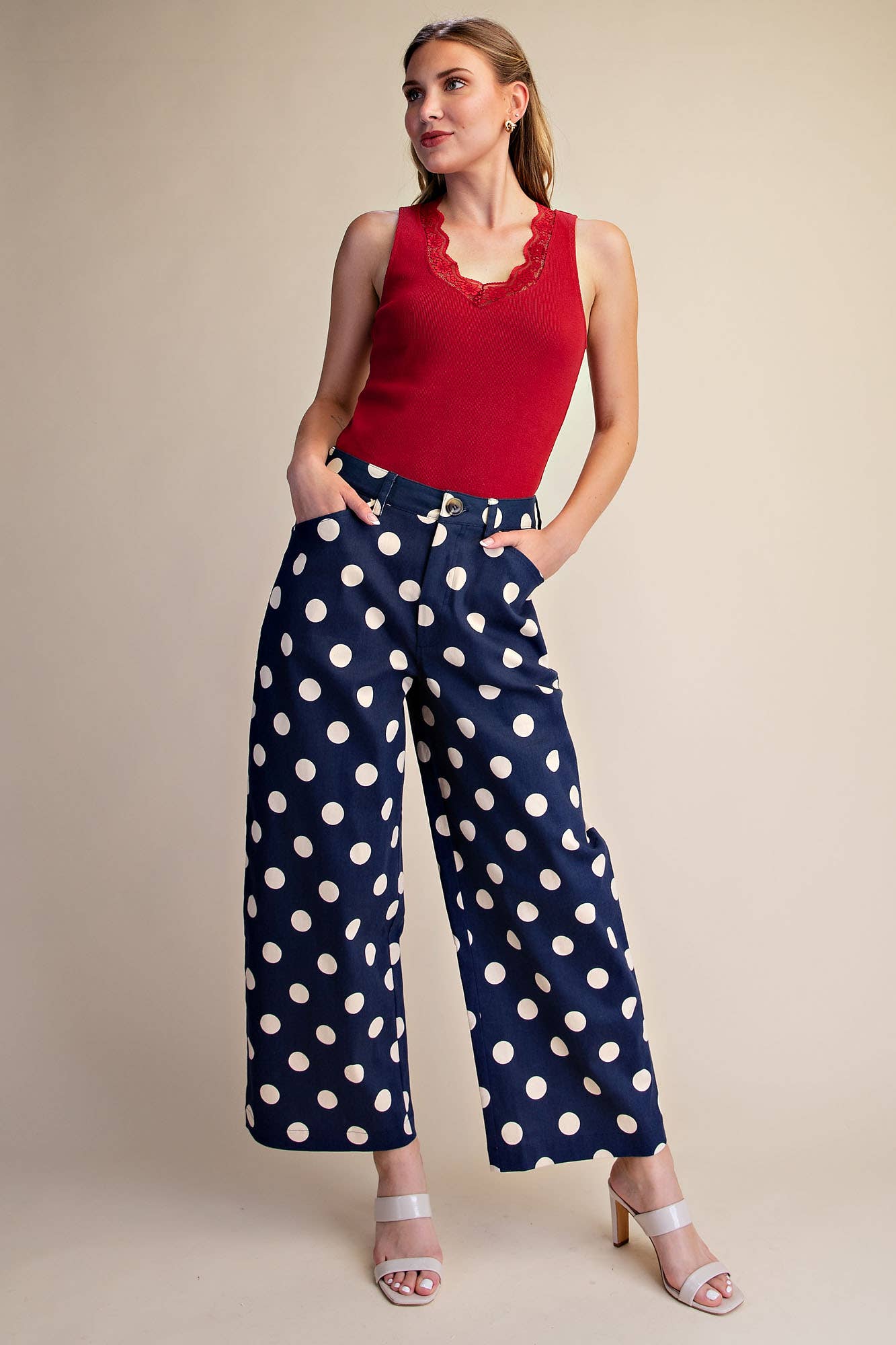 Polka Dot Barrel Casual Pants