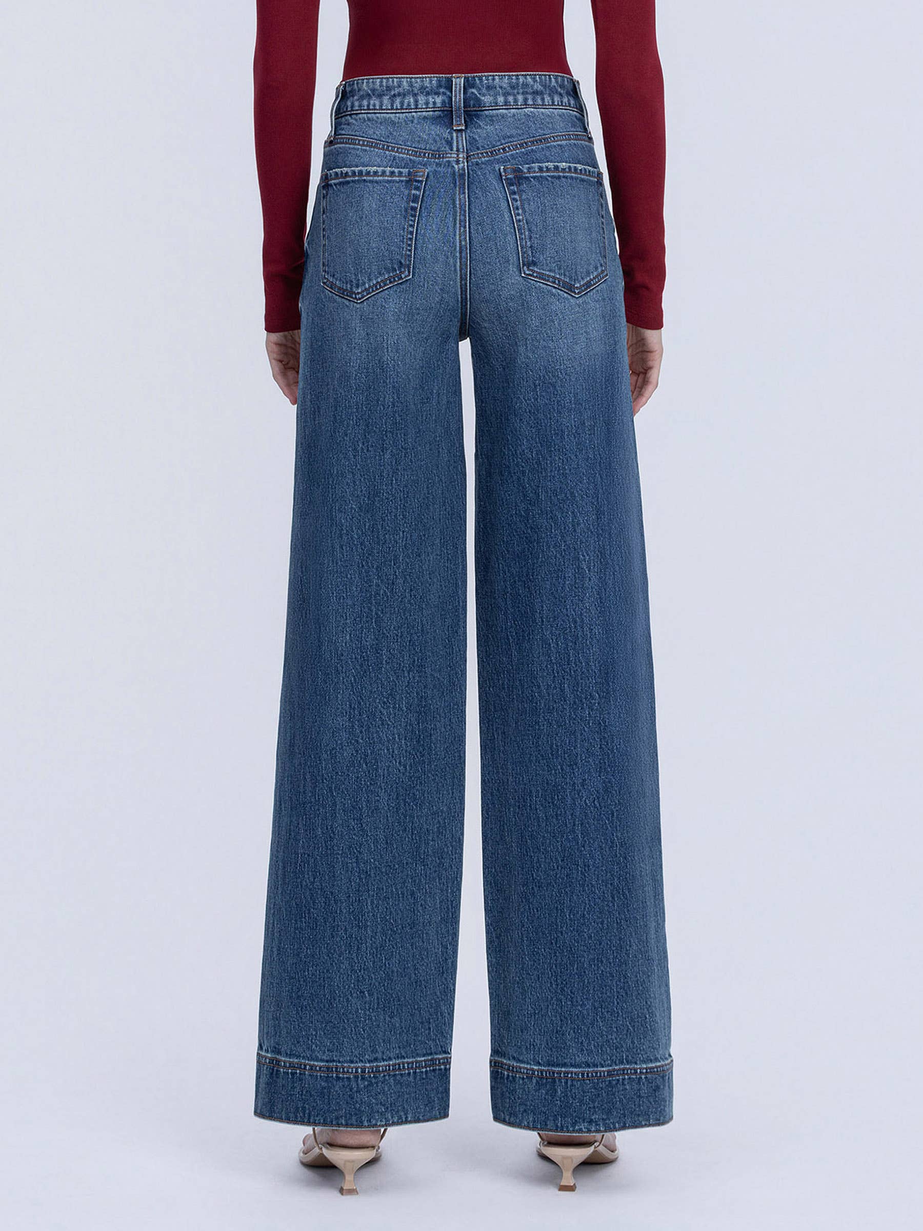 SUPER HIGH RISE TROUSER HEM BAGGY WIDE LEG JEANS