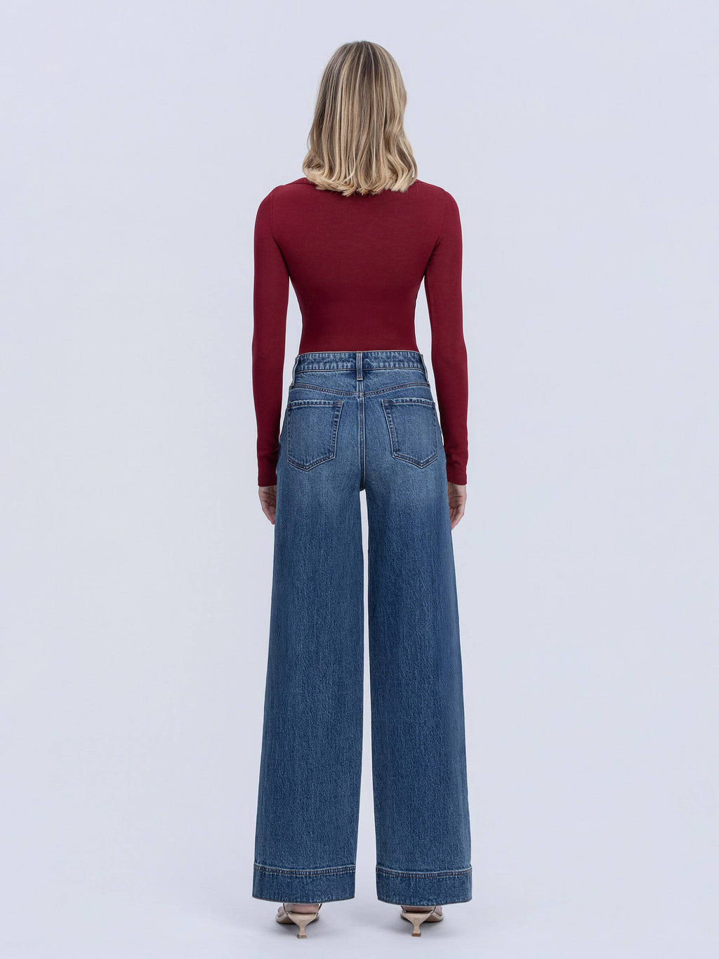SUPER HIGH RISE TROUSER HEM BAGGY WIDE LEG JEANS